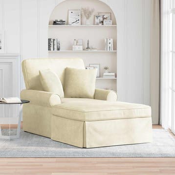 vidaXL Chaise Lounge met Rok 3 st Crème Corduroy stof 91 x, Verzenden, Nieuw