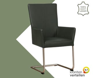 Leren eetkamerstoel Dry met armleuning - Toledo Verde, Huis en Inrichting, Stoelen, Overige kleuren, Nieuw, Leer, Ophalen of Verzenden