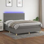 vidaXL Boxspring met matras en LED stof donkergrijs 160x200, Verzenden