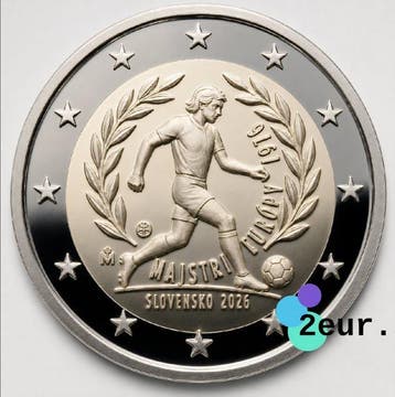 Slowakije. 2 Euro 2026 European Champions 1976 Proof