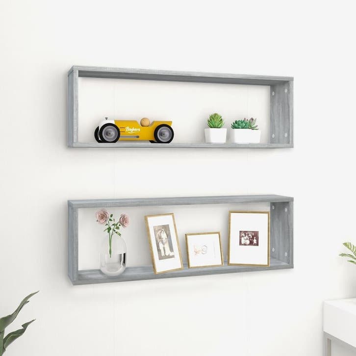 vidaXL Wandschappen kubus 2 st 80x15x26,5 cm bewerkt hout, Huis en Inrichting, Kasten | Wandmeubels, Nieuw, Verzenden