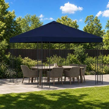 vidaXL Prieel 3 x 3 m Blauw Polyester en Staal 190 gsm, Verzenden, Nieuw