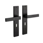 Deurklink Lusso geveerd schild sleutelgat 55mm mat zwart..., Ophalen of Verzenden, Nieuw, IJzer, Klink of Kruk