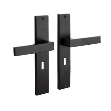 Deurklink Lusso geveerd schild sleutelgat 55mm mat zwart..., Doe-het-zelf en Bouw, Ophalen of Verzenden, Nieuw, IJzer, Klink of Kruk