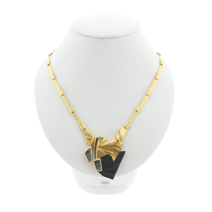 Gouden Limited Edition Lapponia collier met triplet opaal..., Handtassen en Accessoires, Kettingen, Goud, Gebruikt, Met edelsteen