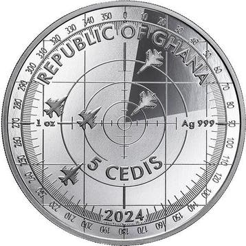 Ghana. 5 cedis 2024 Ukrainian Falcons 1 oz Proof (.999)