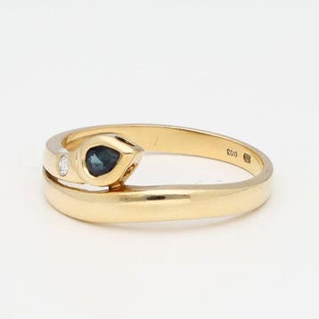Ring - 18 karaat Geel goud Saffier - Diamant