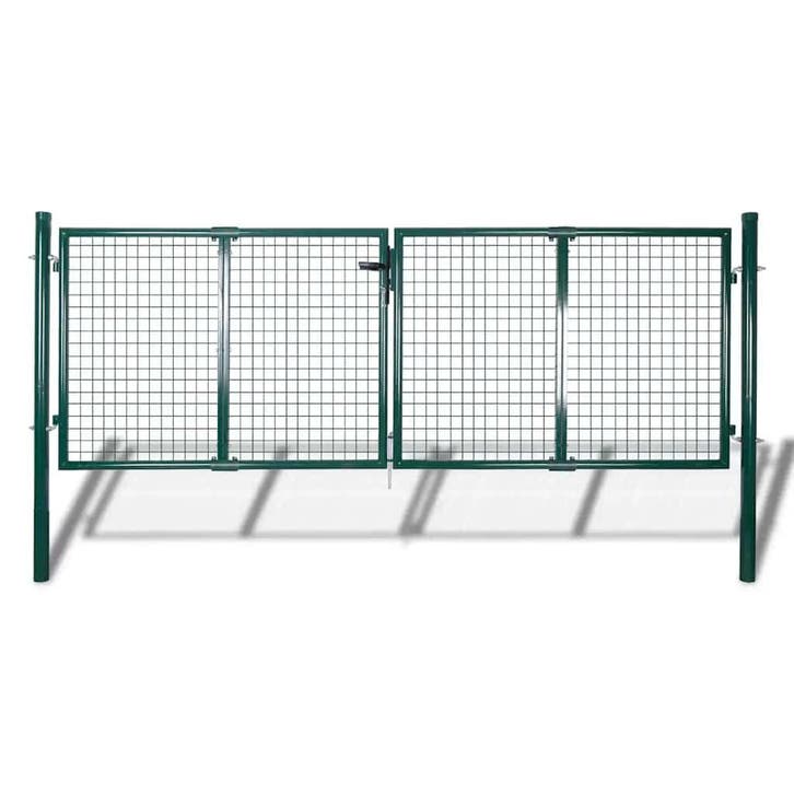 vidaXL Hekpoort staal 300x100 cm groen, Jardin & Terrasse, Portes de jardin, Envoi