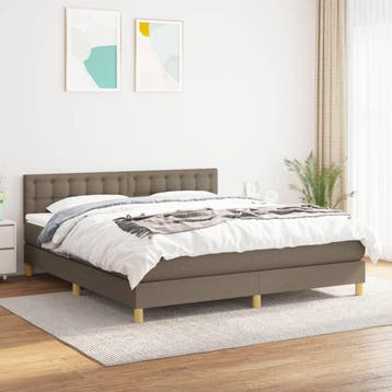 vidaXL Boxspring met matras stof taupe 160x200 cm, Verzenden, Nieuw
