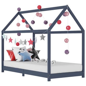 vidaXL Kinderbedframe massief grenenhout grijs 90x200 cm, Verzenden