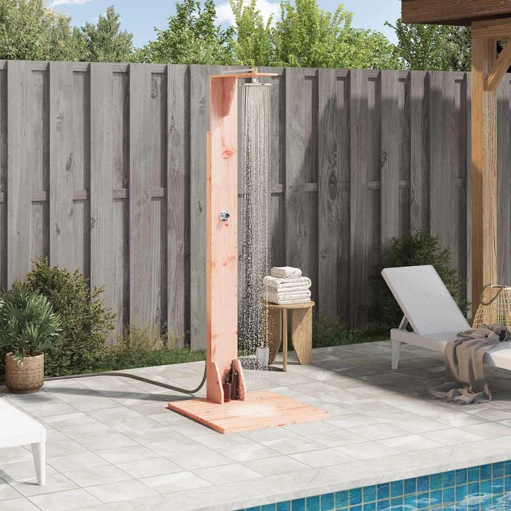 vidaXL Buitendouche 214,5 cm Massief Douglas Hout en RVS, Tuin en Terras, Zwembaden, Nieuw, Verzenden