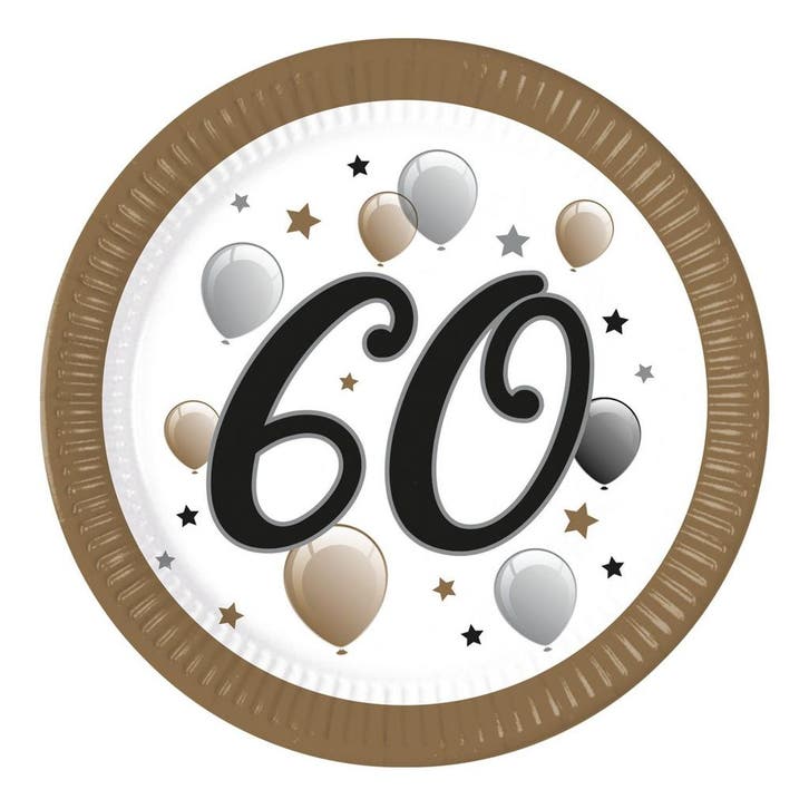 60 Jaar Borden Papier 23cm 8st, Hobby & Loisirs créatifs, Articles de fête, Envoi
