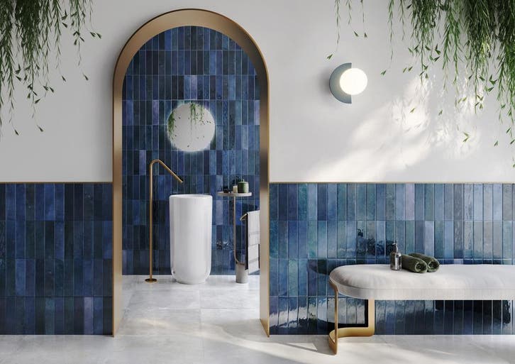 Wandtegel Rak Portofino Ocean Blue Blauw Glans 6,5x26, Bricolage & Construction, Dalles & Carrelages, Enlèvement ou Envoi