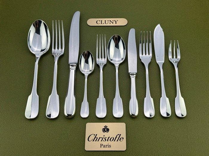 Christofle - Tafelservies voor 12 (126) - Cluny - Verzilverd, Antiquités & Art, Antiquités | Meubles | Tables