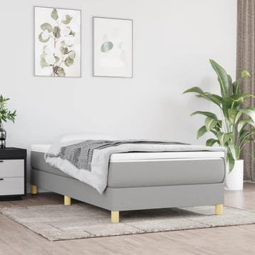 vidaXL Boxspring bed 100x200 cm stof lichtgrijs, Verzenden