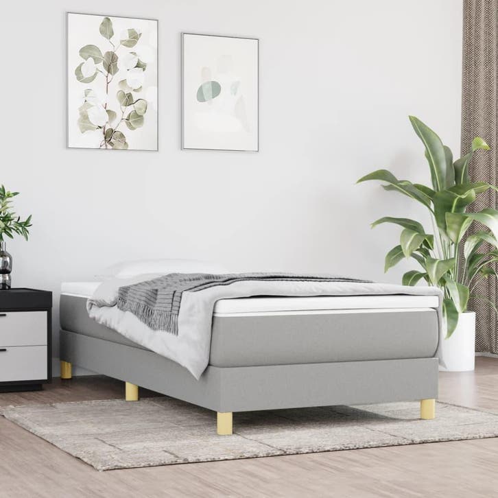 vidaXL Boxspring bed 100x200 cm stof lichtgrijs, Huis en Inrichting, Slaapkamer | Bedden, Nieuw, Verzenden