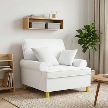 vidaXL XL fauteuil met kussens Wit Stof, Verzenden, Nieuw
