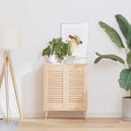 vidaXL Kastdeuren met lamellen 2 st 61,5x29,5 cm massief, Verzenden, Nieuw