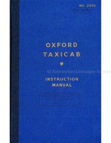 1949 OXFORD TAXICAB INSTRUCTIEBOEKJE ENGELS