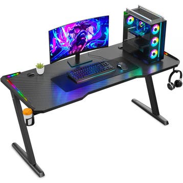 Avalo Gaming Bureau - 120x60x73CM -Met LED Verlichting-Zwart, Verzenden