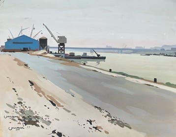 André Verger (1912-1990) - La Sablière - Grue au Port -
