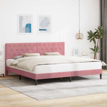 vidaXL Bedframe met hoofdeinde Roze 200 x 200 cm Fluweel, Verzenden, Nieuw