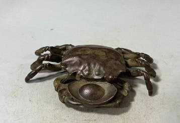 Ornement décoratif - Crabe bronze japonais