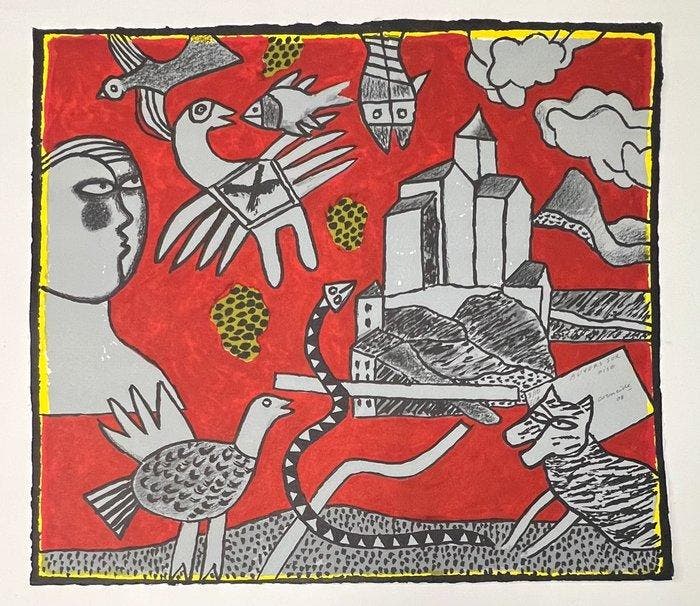 Corneille (1922-2010) - Le dernier village de Van Gogh, Antiek en Kunst, Antiek | Overige Antiek