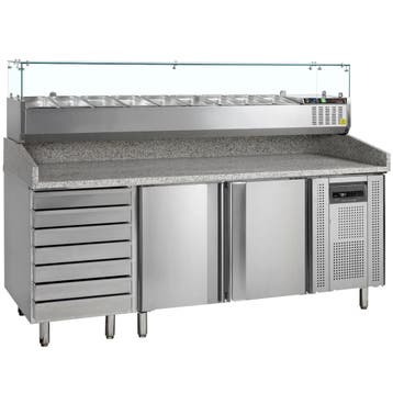 Pizzawerkbank + Opzetkoelvitrine | 390L | 2 Deuren + 7, Verzenden, Nieuw in verpakking