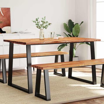 vidaXL Eettafel met natuurlijke rand 140x80x75 cm massief, Verzenden