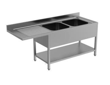 RVS spoeltafel met achteropstand en bodemschap zelfmontage, Zakelijke goederen, Horeca | Keukenapparatuur, Verzenden, Nieuw in verpakking