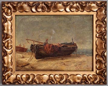 Joseph Allemand (1835-1907) - Barque de pêche sur le rivage
