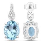 Oorbellen - 14 karaat Witgoud - 6.49ct. tw. Aquamarijn -