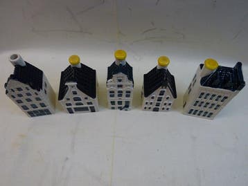 KLM-huisje - Bols - Vijf KLM huisjes in Delfst Blauw.