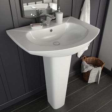 vidaXL Wastafel op voet vrijstaand 650x520x200 mm keramiek, Doe-het-zelf en Bouw, Verzenden, Nieuw
