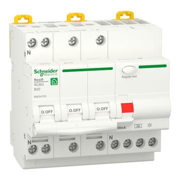 Schneider Resi9 Rcbo 3P+N 20A B-Courbe 30Ma 6Ka - R9D54720, Verzenden