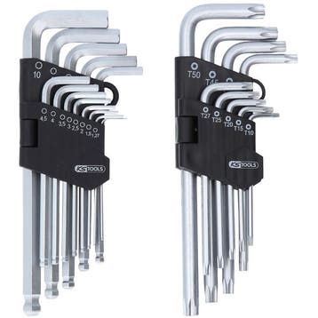 KS Tools Haakse Inbussleutelset + Torx-Sleutelset 22-Delig, Auto diversen, Autogereedschap, Verzenden, Nieuw