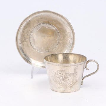 Miniatuur Mokka - Kop en schotel (2) - .800 zilver
