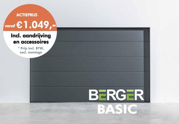Nieuwe sectionale garagepoort met motor vanaf € 1.158,-, Bricolage & Construction, Fenêtres & Moustiquaires, Envoi
