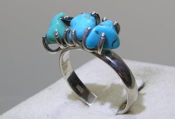 Turquoise ring - Hoogte: 26 mm - Breedte: 20 mm- 4.02 g -