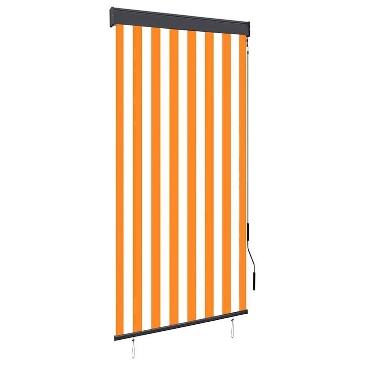 vidaXL Rolgordijn voor buiten 80x250 cm wit en oranje, Maison & Meubles, Ameublement | Rideaux & Stores à lamelles, Envoi