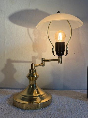 Tafellamp - Messing, Glas, Antiek en Kunst