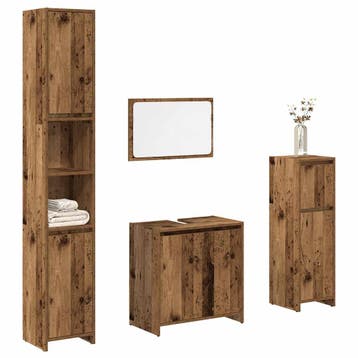 vidaXL 4-delige Badkamermeubelset bewerkt hout oud, Verzenden, Nieuw