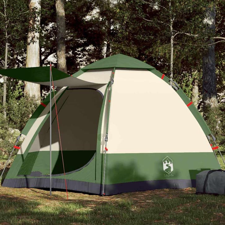 vidaXL Kampeertent 4-persoons snelontgrendeling groen, Caravans en Kamperen, Tenten, Nieuw, Verzenden