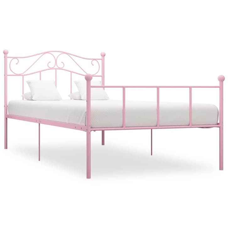 vidaXL Bedframe metaal roze 90x200 cm, Maison & Meubles, Chambre à coucher | Lits, Envoi