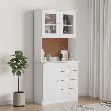 vidaXL Hoge kast ALTA 77x35x165 cm massief grenenhout wit, Verzenden, Nieuw