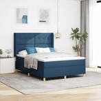 vidaXL Boxspring bed met matras met hoofdeinde Blauw 140 x, Verzenden, Nieuw