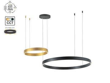 Veiling - Hanglamp Zand Zwart en Goud Duo Ring 60W LED CCT 3, Huis en Inrichting, Nieuw