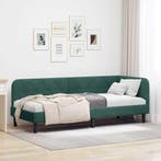 vidaXL Hoek Bed Frame Donkergroen 80 x 200 cm Fluweel, Verzenden, Nieuw