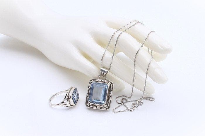 Sans prix de réserve - Ensemble de bijoux 2 pièces Argent,, Handtassen en Accessoires, Antieke sieraden
